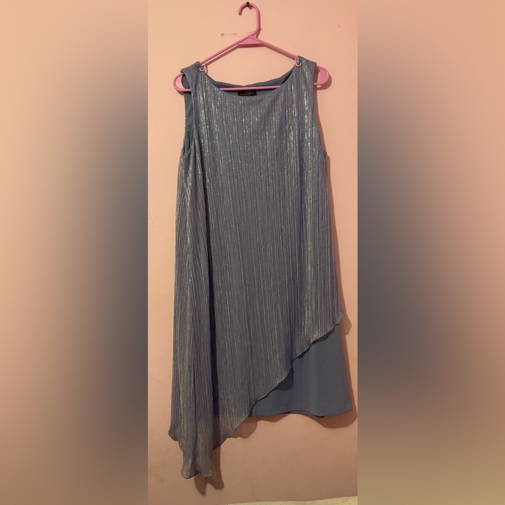 ⭐️ purple Shimmery Asymmetric Overlay Cocktail Dress
